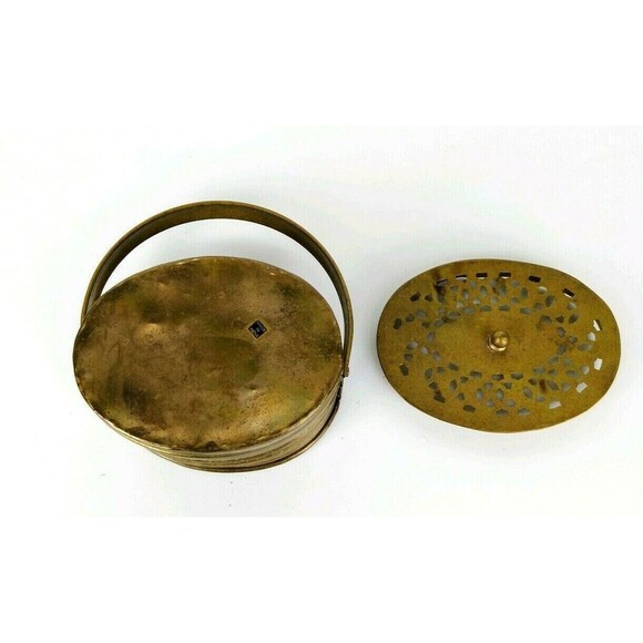 Vintage Potpourri Incense Brass Cricket Cage Trinket Box with Lid Made in India - Picture 7 of 8